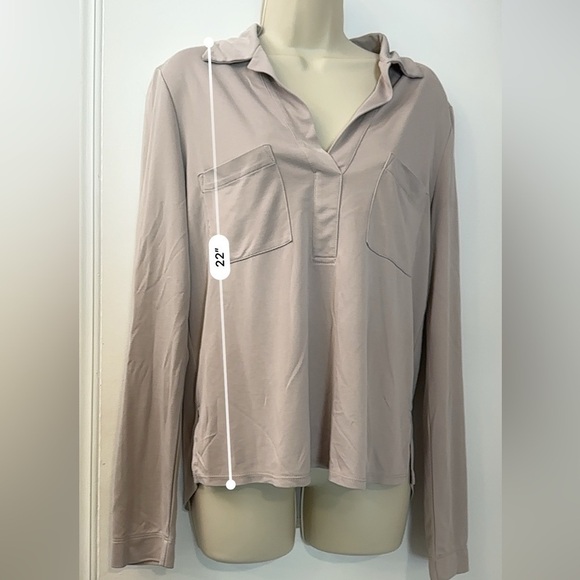 BCBG Max Azria Soft Beige Modal Blend Long Sleeve Top Size S - Picture 7 of 10